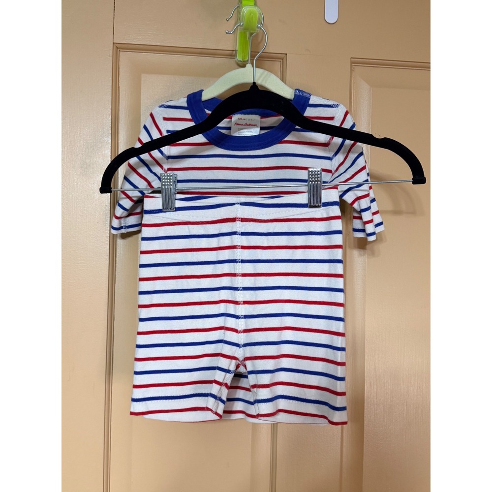 Hanna Andersson Kids Organic Cotton Striped Pajama Set Red White Blue Size 6-7